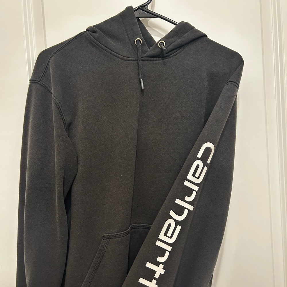 Carhartt Men's Black Hoodie with Sleeve Logo